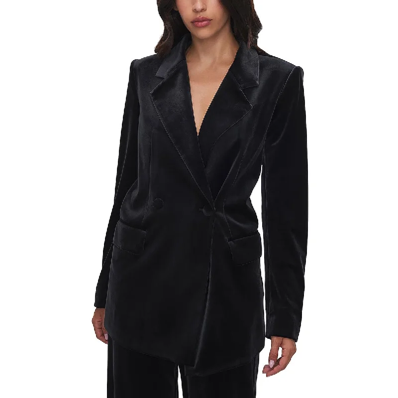 Good American Womens Boss 2.0 Velvet Suit Separate Double-Breasted Blazer