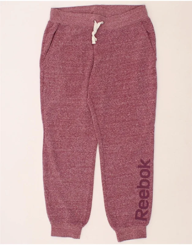 REEBOK Womens Tracksuit Trousers Joggers UK 16/18 Large  Burgundy Flecked