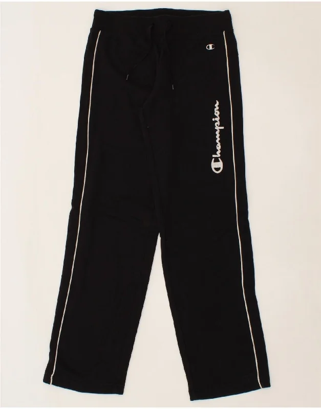 CHAMPION Womens Graphic Tracksuit Trousers UK 14 Medium Black