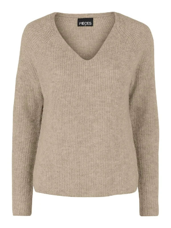 Lelle V-Neck Jumper (White Pepper)