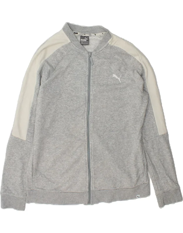 PUMA Womens Tracksuit Top Jacket UK 16 Large  Grey Colourblock Cotton