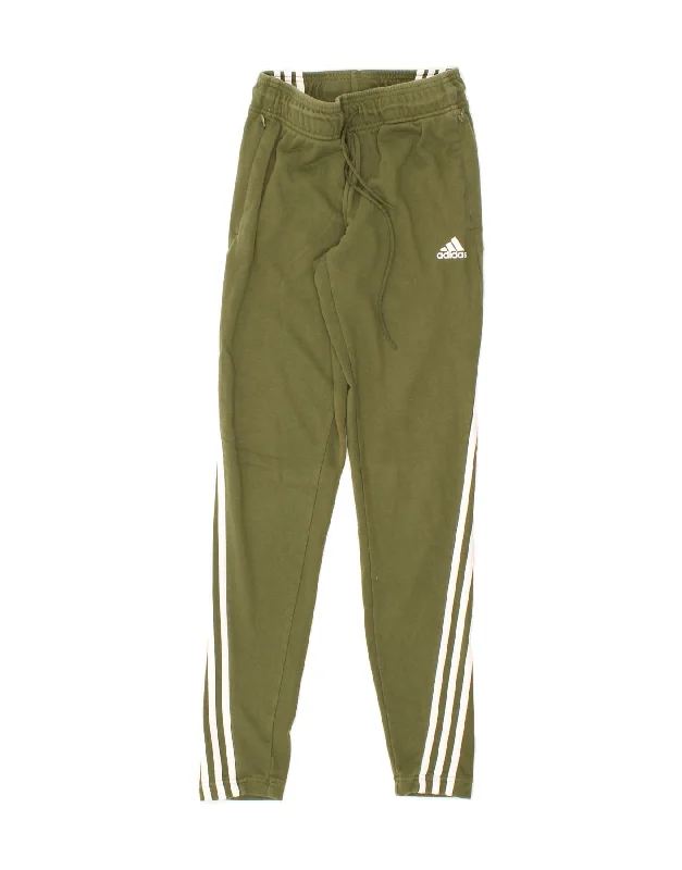 ADIDAS Womens Tracksuit Trousers UK 4 XS Green Cotton