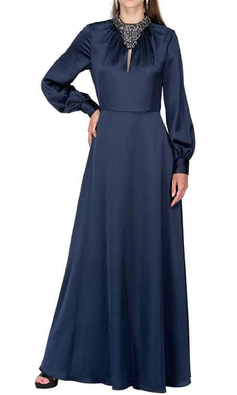 Aidan Mattox MD1E203971 - Long Bishop Sleeves High Neck Evening Dress