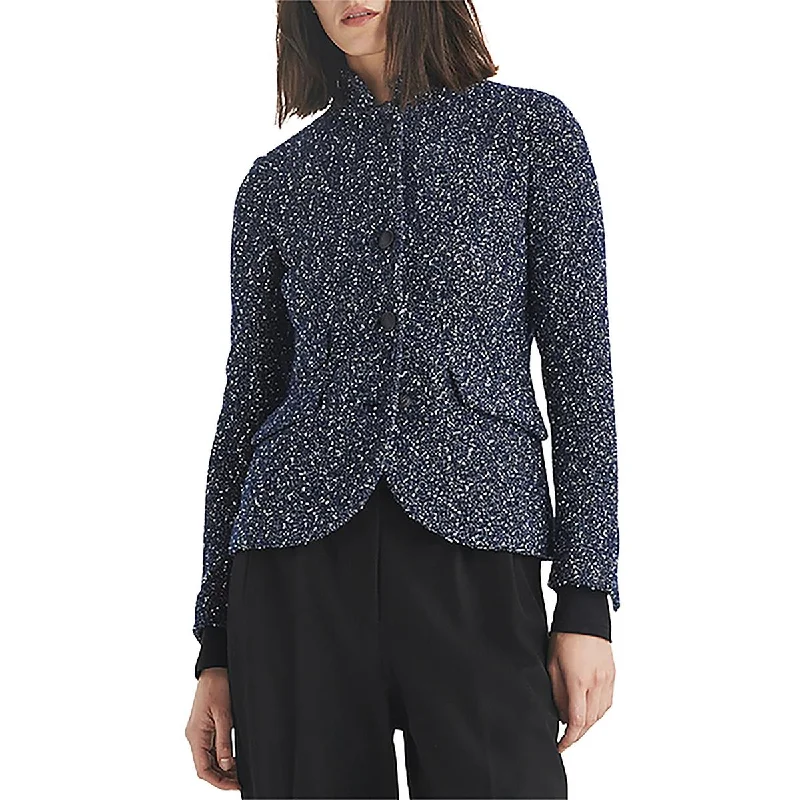 Rag & Bone Womens Slade Wool Blend Tweed Collarless Blazer