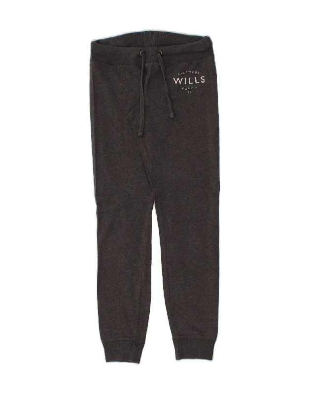 JACK WILLS Womens Graphic Tracksuit Trousers Joggers UK 8 Small Grey