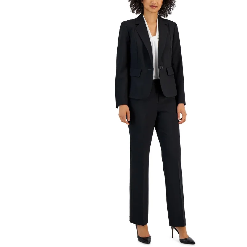 Le Suit Womens Knit Long Sleeves One-Button Blazer