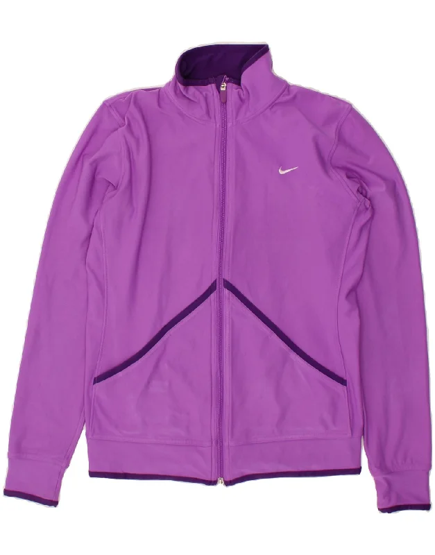 NIKE Womens Tracksuit Top Jacket UK 14 Medium Purple Polyester