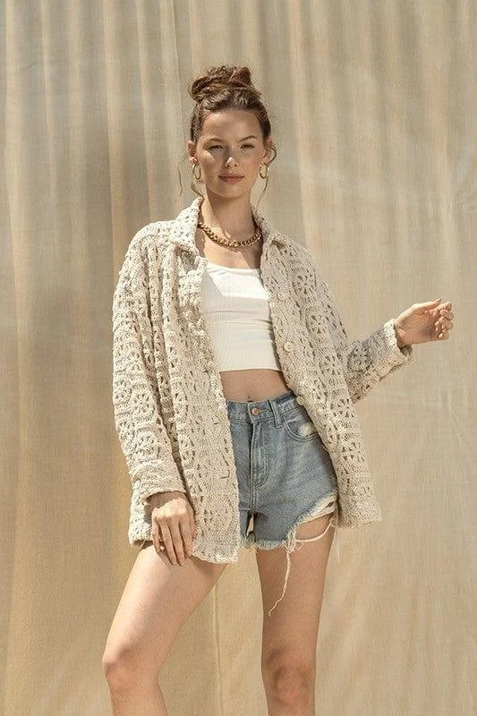 Women's Knit Lace jacket with slouchy fit