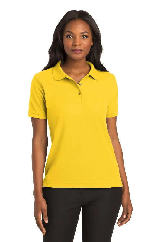 Port Authority Womens Silk Touch Wrinkle Resistant Short Sleeve Polo Shirt - Sunflower Yellow