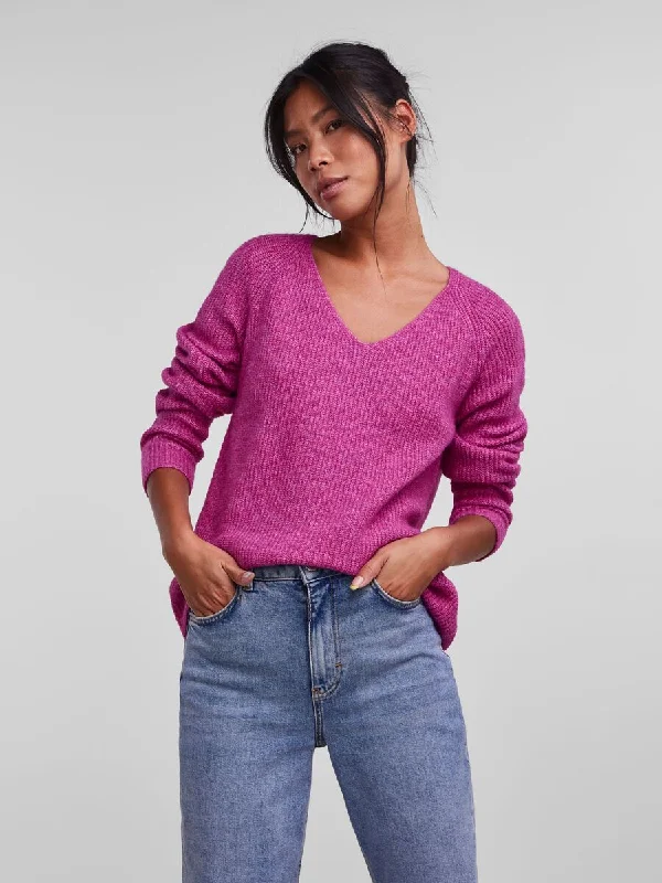 Lelle V-Neck Jumper (Rose Violet)