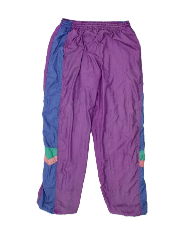 VINTAGE Womens Tracksuit Trousers Joggers UK 14 Large  Purple Colourblock