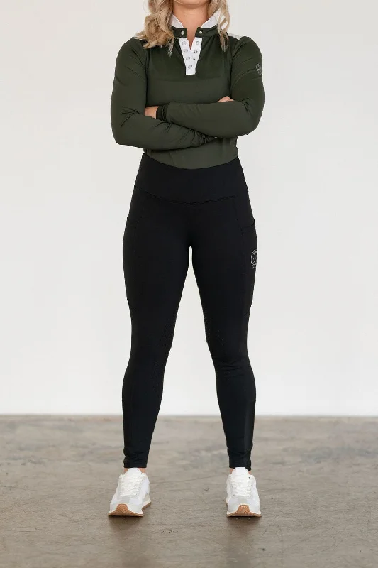 Black Midweight Winter Leggings | Full Seat or Knee Patch