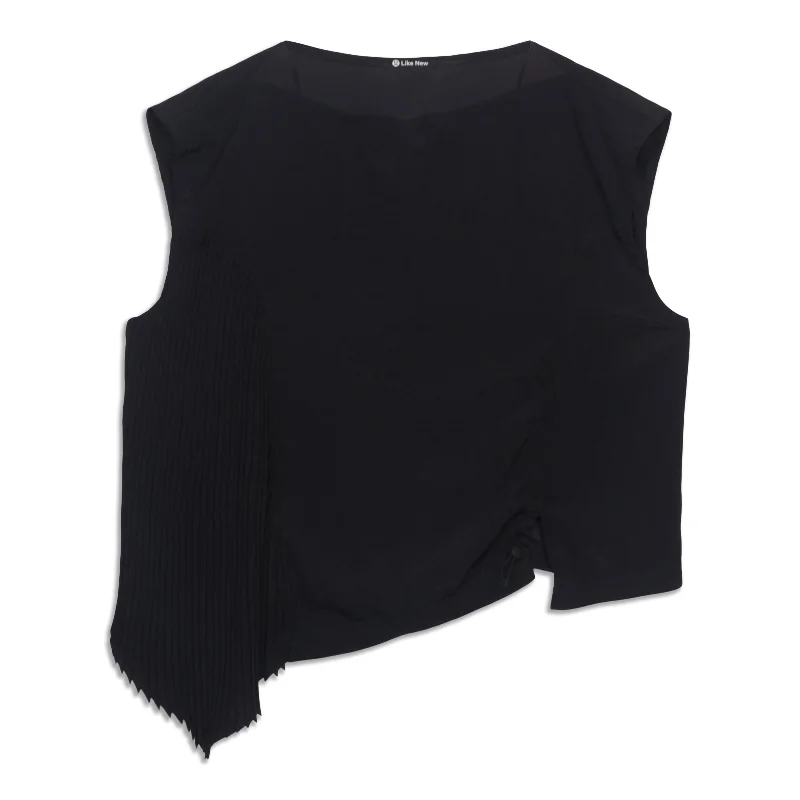 Asymmetrical Pleated Layer Tank Top - Resale