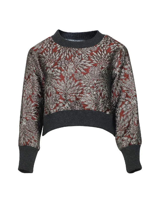 Dolce & Gabbana Bordeaux Brocade Sweatshirt in Burgundy Polyester