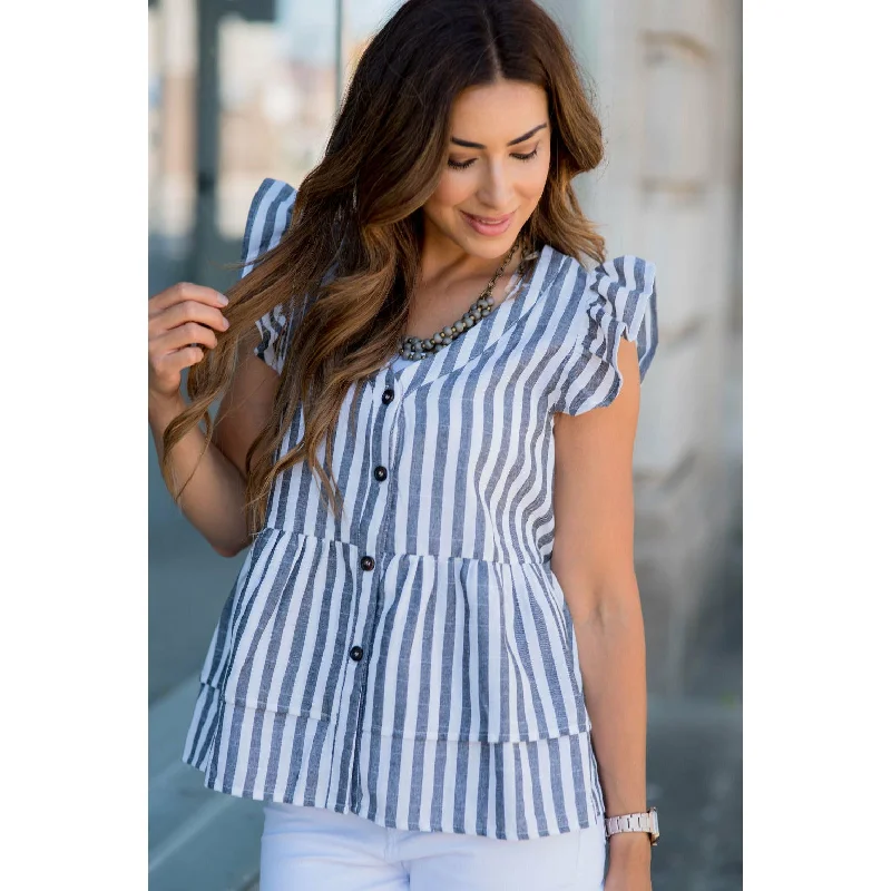 Double Peplum Ruffle Button Tank