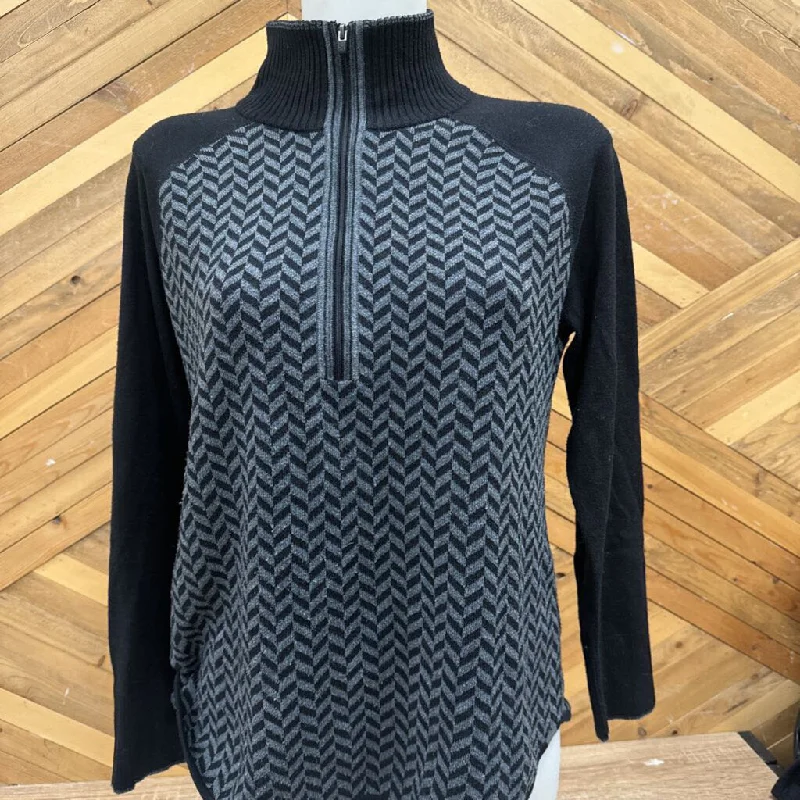 Eddie Bauer - Women's Quarter Zip Sweater - MSRP comp $129: Black/Grey-women-MD