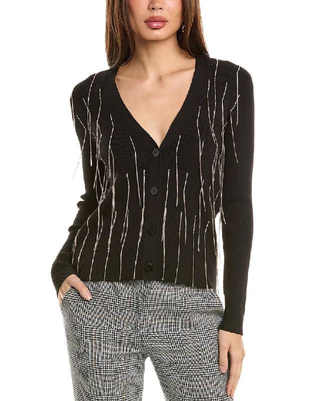 Elie Tahari Crystal Fringe Cardigan