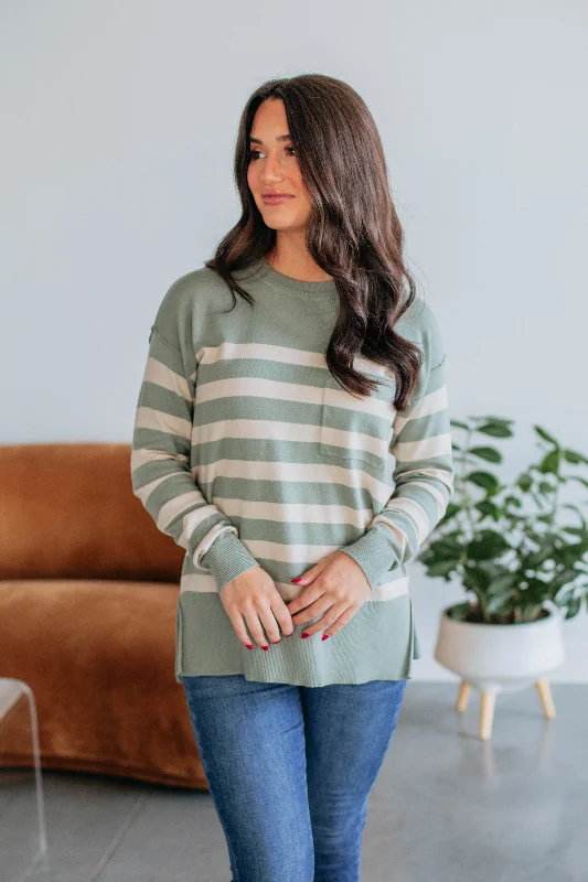 Pamela Striped Sweater - Sage Mix