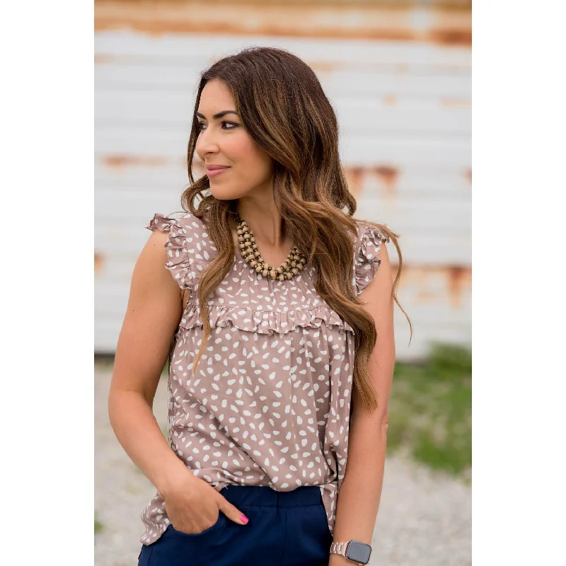 Speckled Ruffle Trim Tank