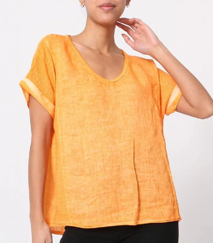 651 Textured Linen Gauze Top