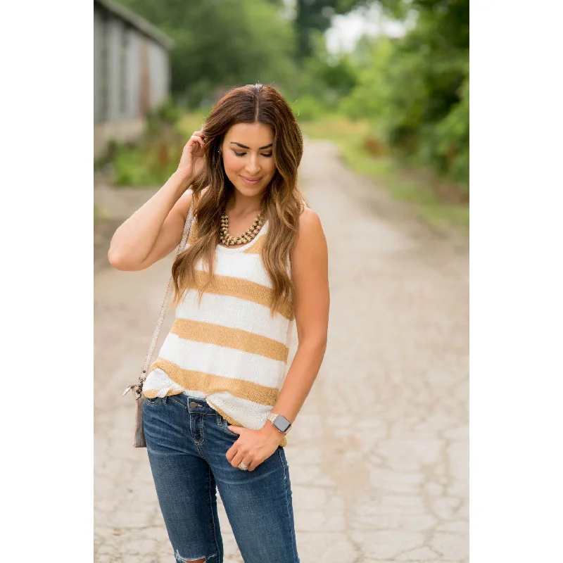 Thick Striped Knit Sweater Tank