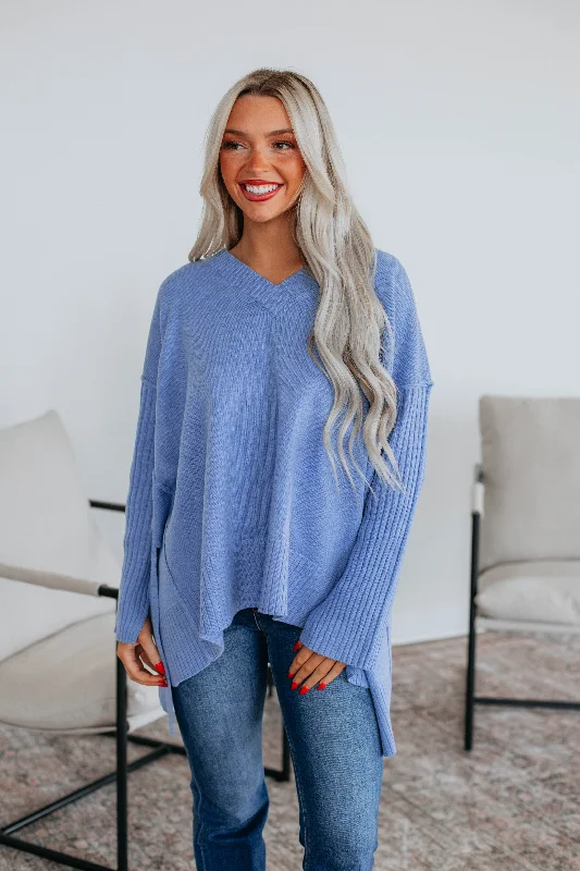 Wynston Oversized Sweater - Cornflower Blue