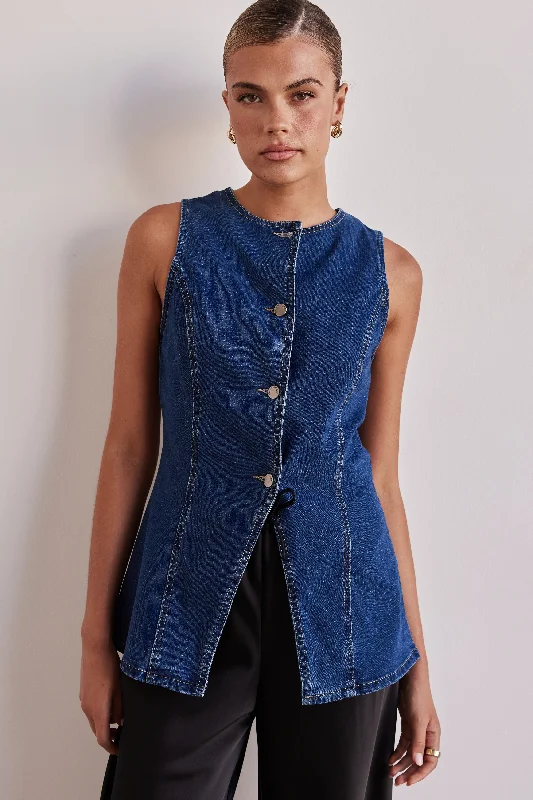 Yara Denim Vest (Blue)