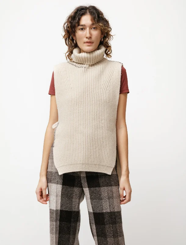 Ladder Stitch Knit Dickie Off White