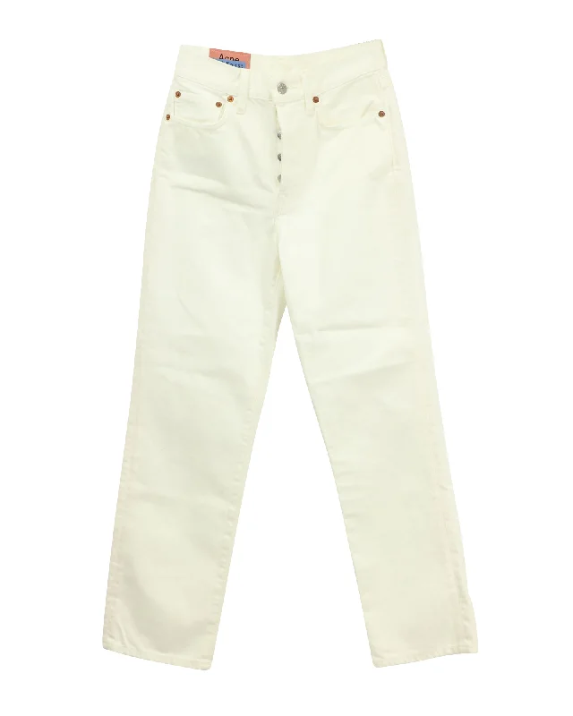 Acne Studios Straight Leg Jeans in White Cotton