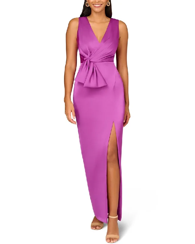 Aidan Mattox Crepe Back Satin Column Gown