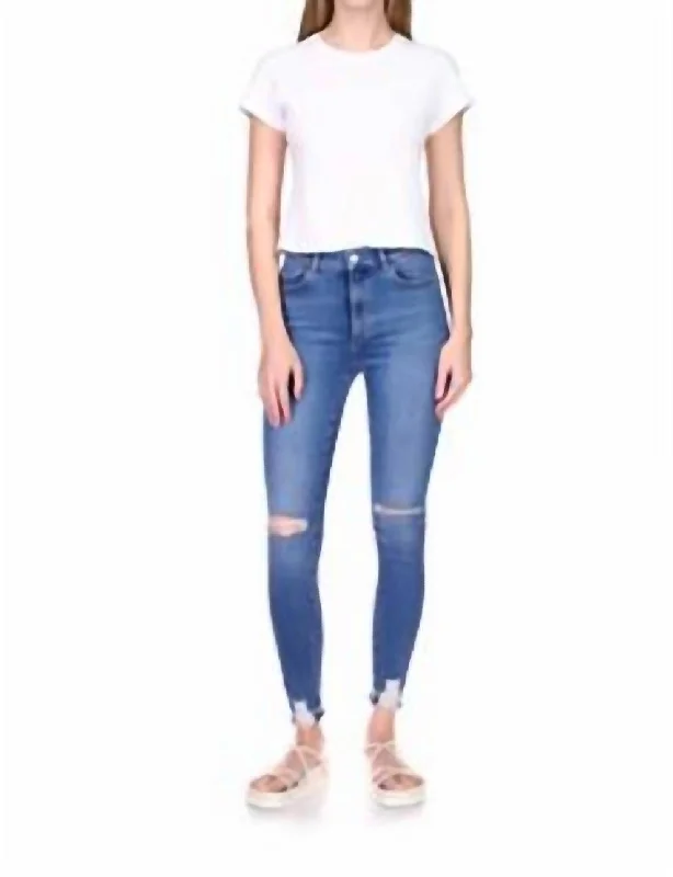 Farrow Skinny: High Rise Instasculpt Ankle In Rip Tide Distressed (Performance)