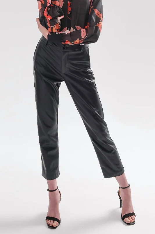 Faux Leather Trousers In Black