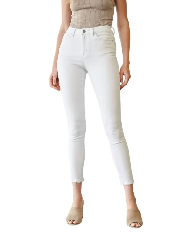 High Rise Ankle Skinny Jean In Coconut White