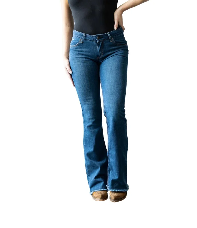 Lola Raw Hem Jeans In Blue