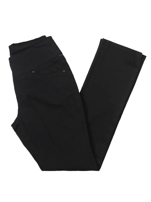 Petites Womens Mid-Rise Pull On Straight Leg Pants