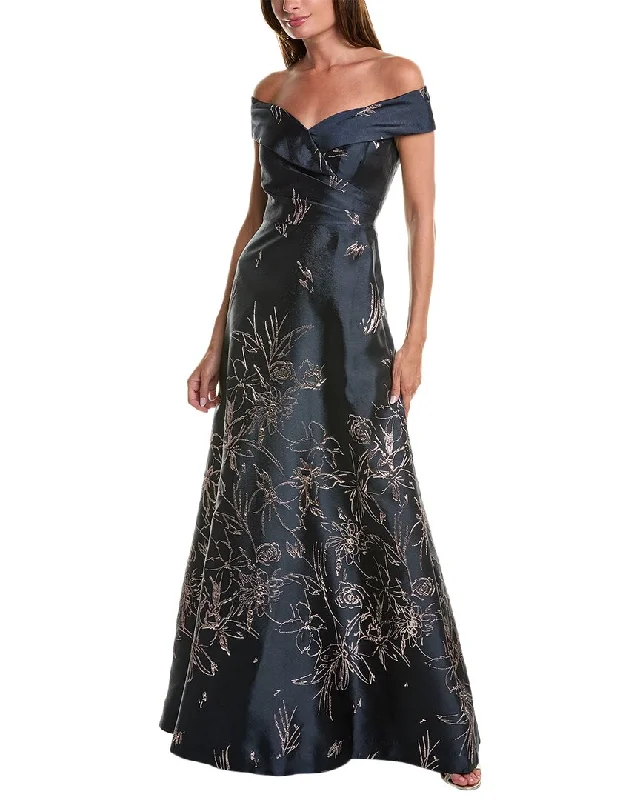 Teri Jon by Rickie Freeman Off-The-Shoulder Gown