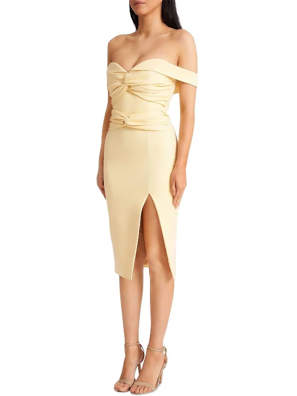 Womens Ruched Off-The-Shoulder Cocktail and Party Dress