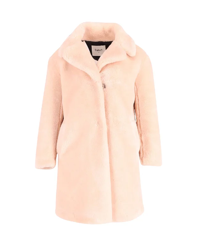 Ba&Sh Faux Fur Coat in Blush Pink Polyester