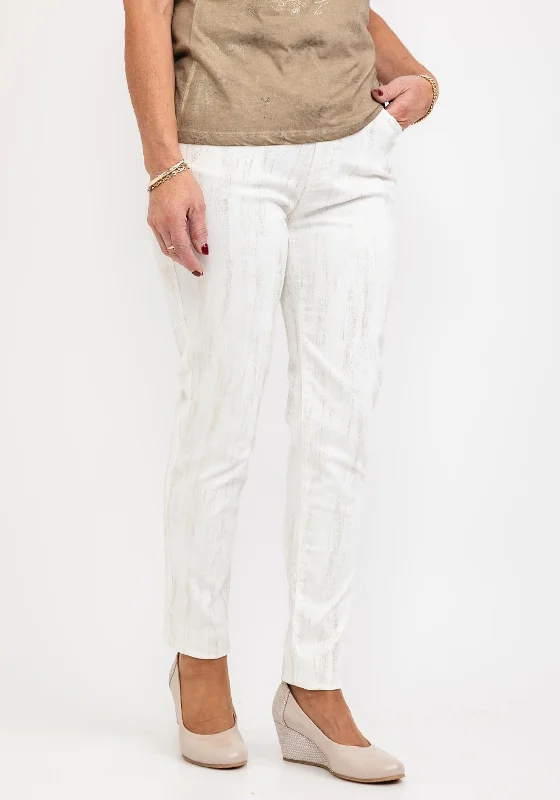 Eva Kayan Metallic Shimmer Skinny Jeans, Off White