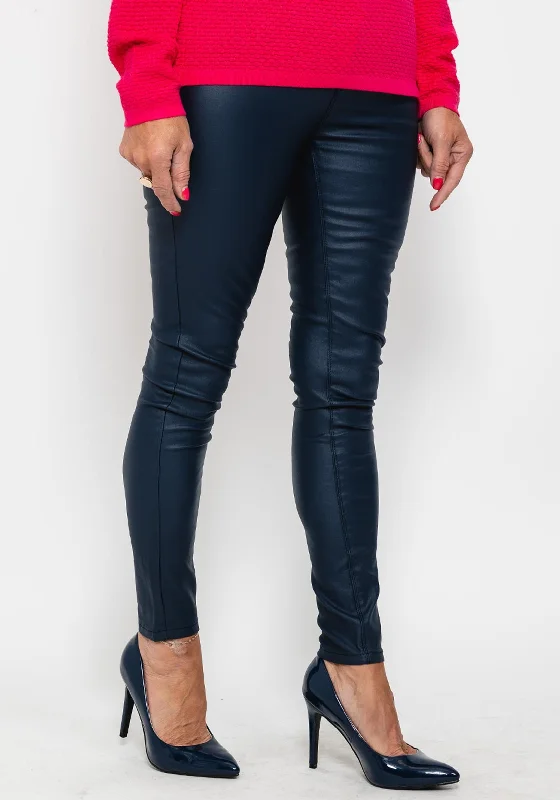 Rant & Rave Lorraine Leather Look Skinny Jeans, Navy