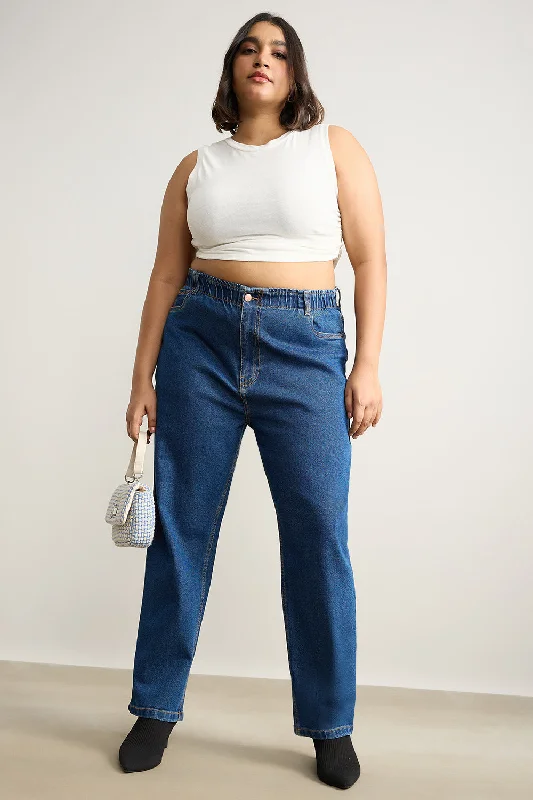 Stretchy Denim Blue Mom Jeans