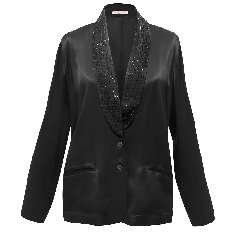 Studded Smoking Blazer In Black