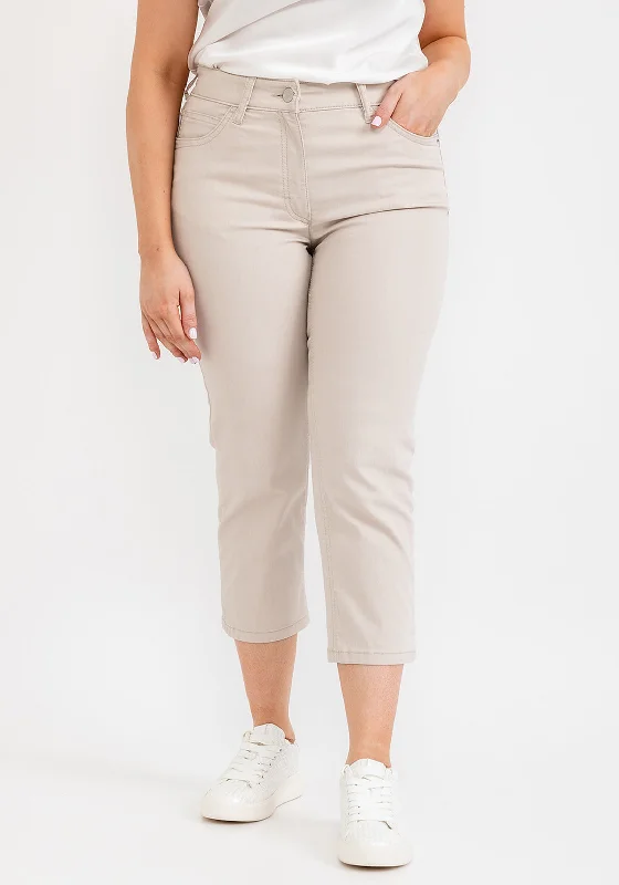 Zerres Cora Cropped Slim Comfort Jeans, Stone