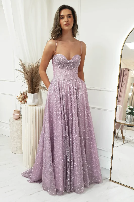 Aurora Corset Glitter Gown | Lavendar