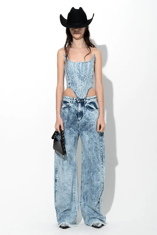 ACID WASH DENIM SHAPED CORSET