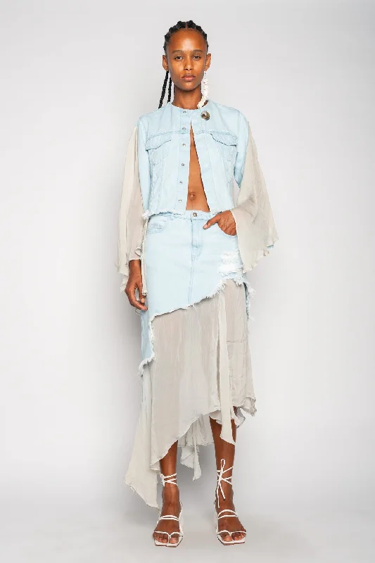 DENIM CHIFFON FITTED JACKET