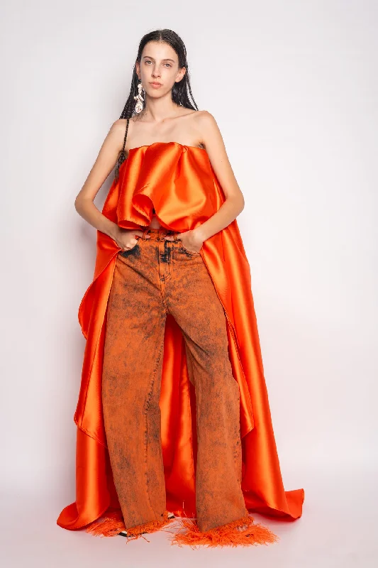 ORANGE DENIM BOYFRIEND TROUSERS